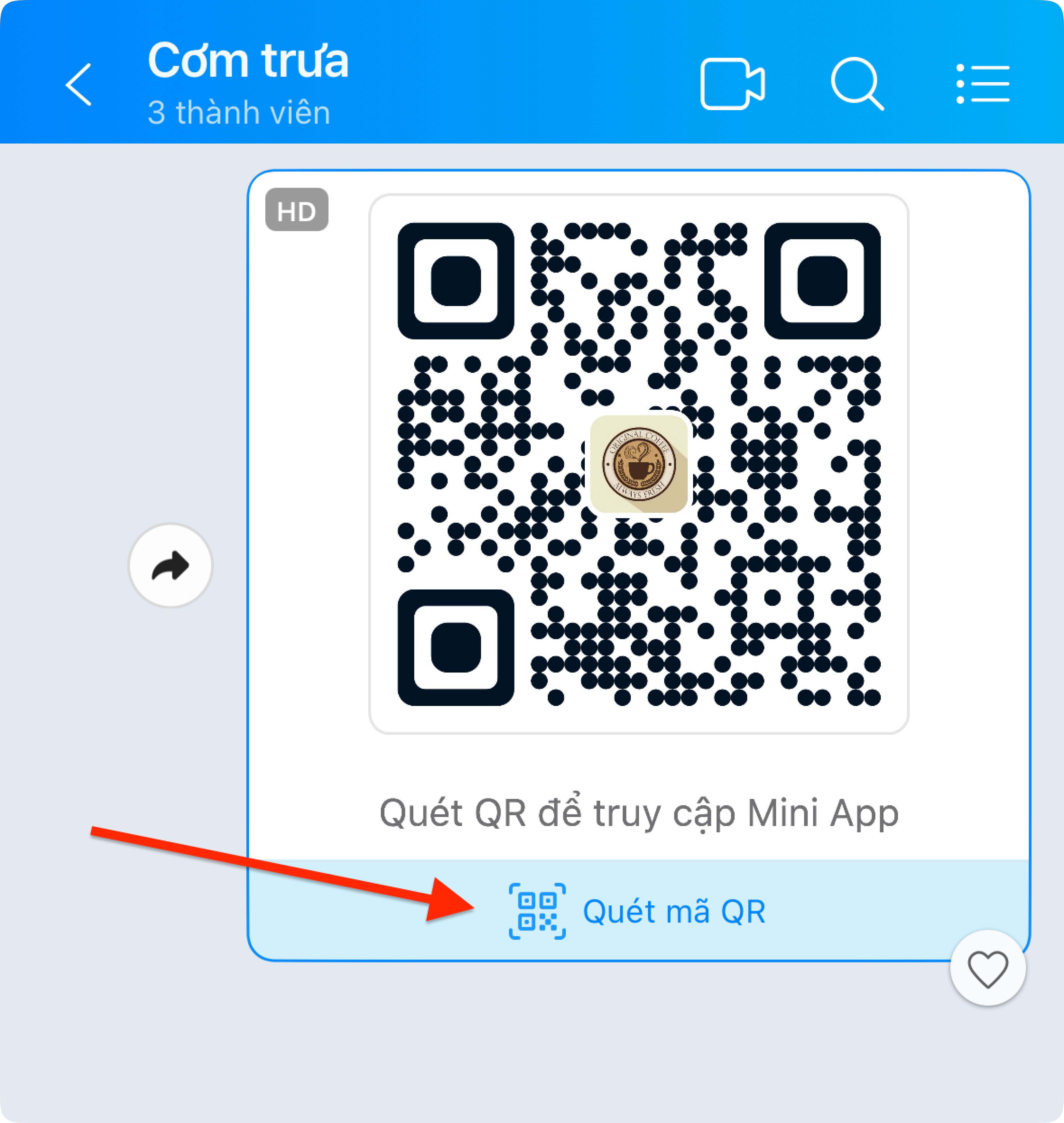 Truy cập Mini App qua QR