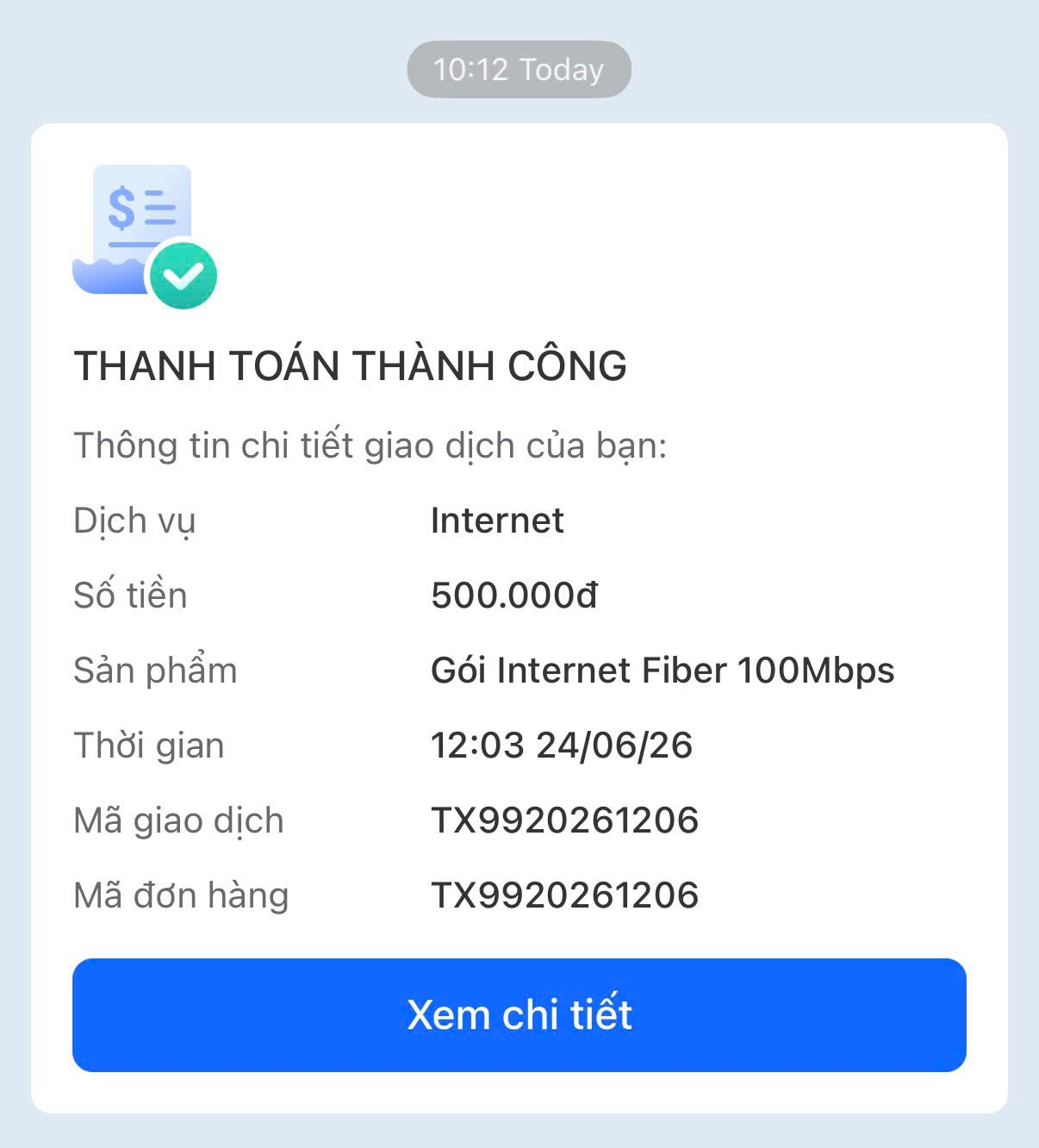 Demo template 104000 - Thanh toán thành công