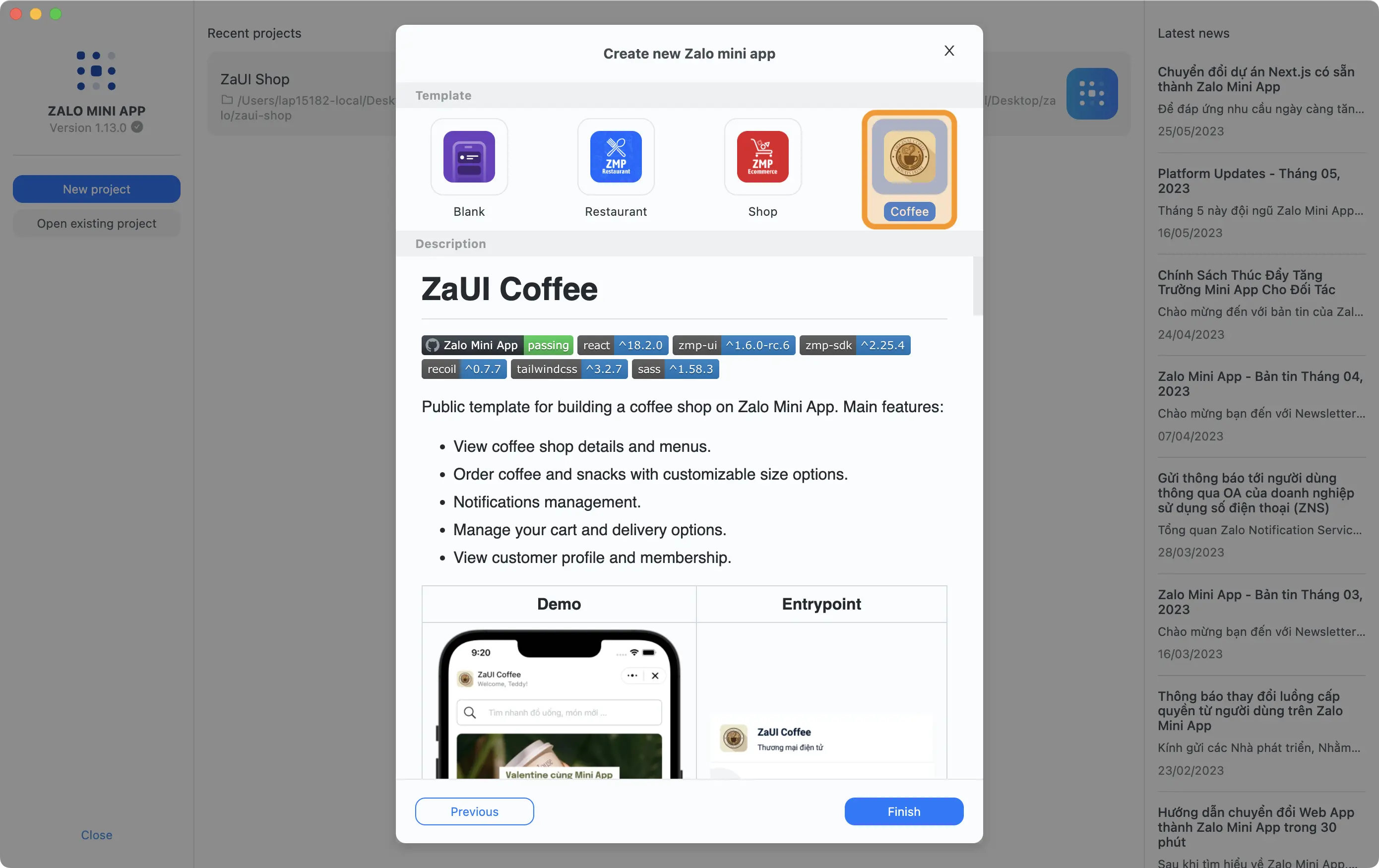 Bước 2', chọn template